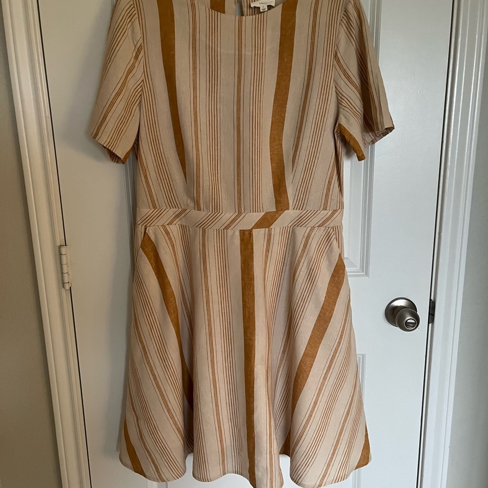 A Loves A Striped Tan and Cream Dress